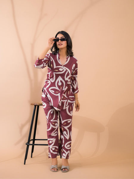 Maroon Co-Ord Set with Palazzo Pants