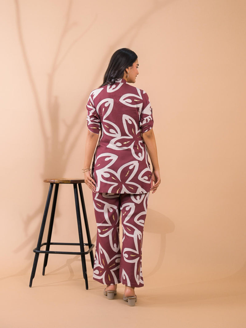 Maroon Co-Ord Set with Palazzo Pants