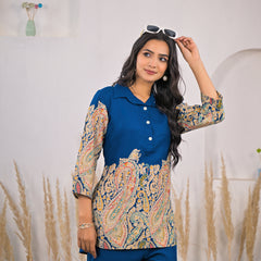 Blue Paisley Rayon Co-ord Set zoom