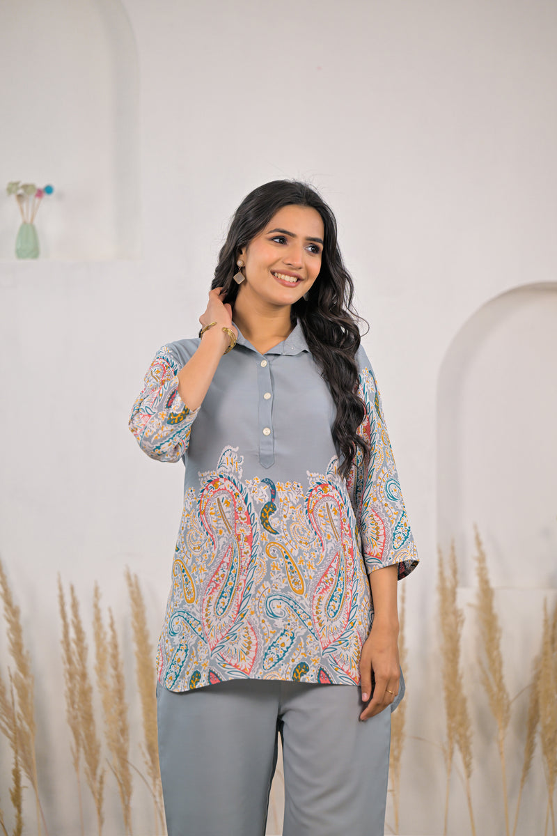 Women casual wear rayon co ord set
