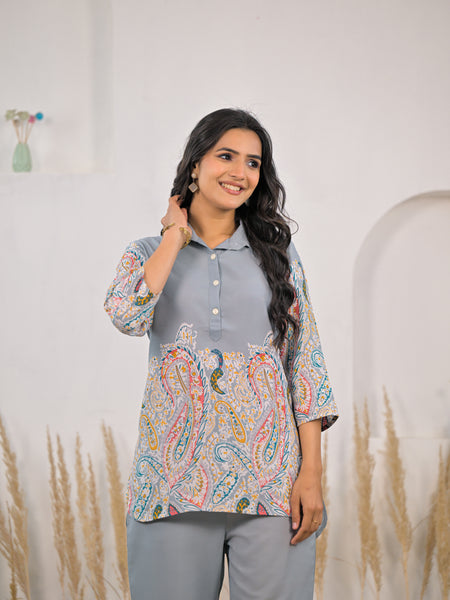 Women casual wear rayon co ord set
