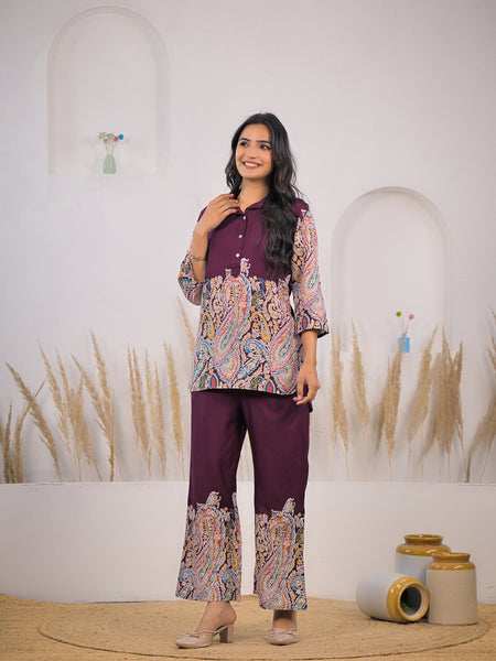 Maroon Rayon Co-ord Set Image