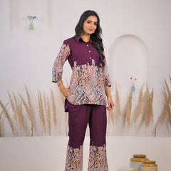 Maroon Rayon Co-ord Set Side