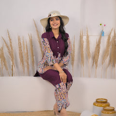 Maroon Rayon Co-ord Set