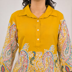 Women rayon co ord set kurti and pant mustard

