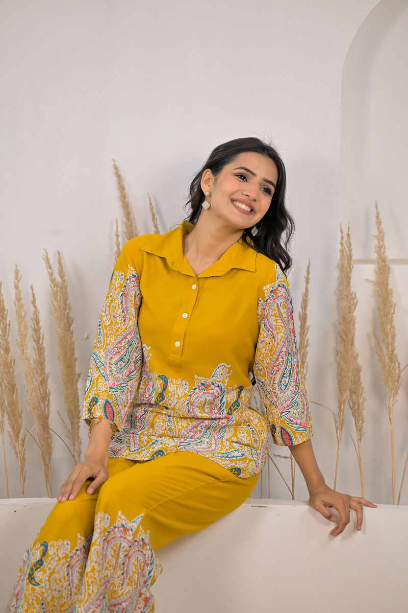 Ethnic printed kurti pant co ord set women
