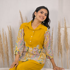 Ethnic printed kurti pant co ord set women
