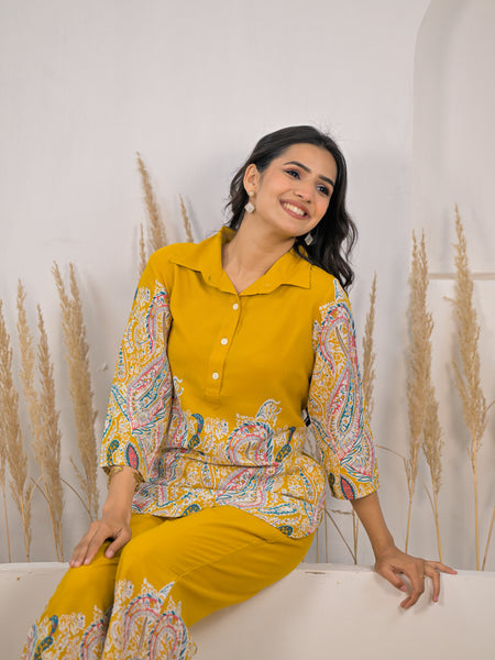 Ethnic printed kurti pant co ord set women
