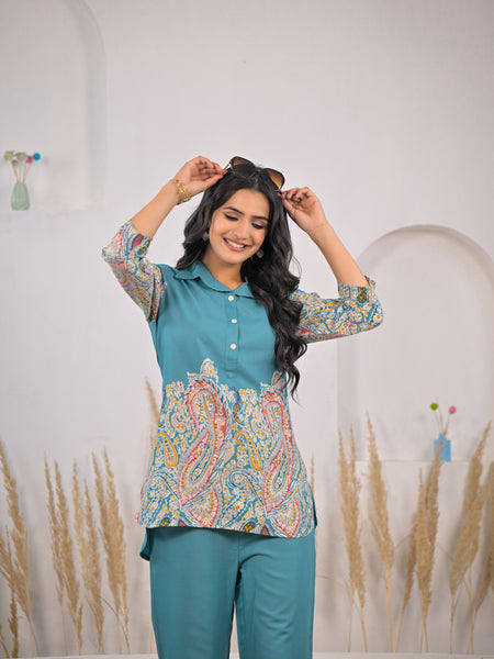 Female casual wear rayon co ord set
