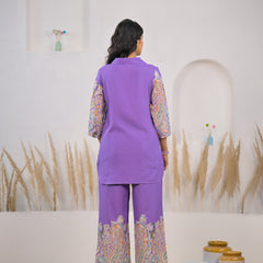 Girl rayon co ord set kurti and pant violet
