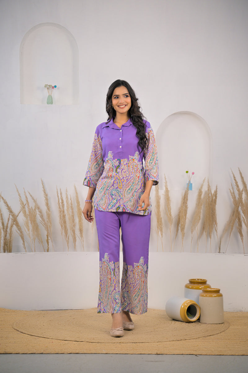 Ethnic printed kurti pant co ord set girl
