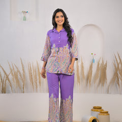 Ethnic printed kurti pant co ord set girl
