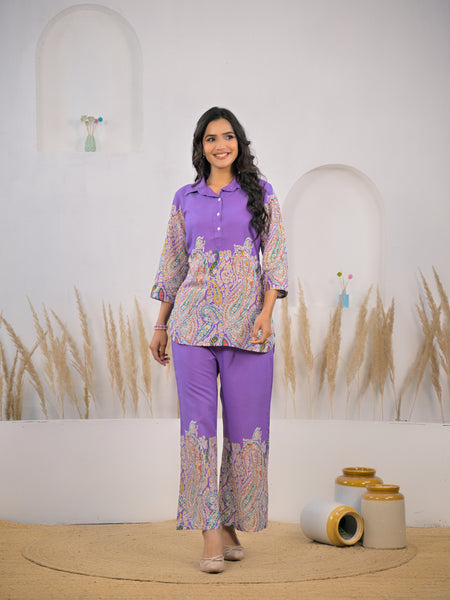 Ethnic printed kurti pant co ord set girl
