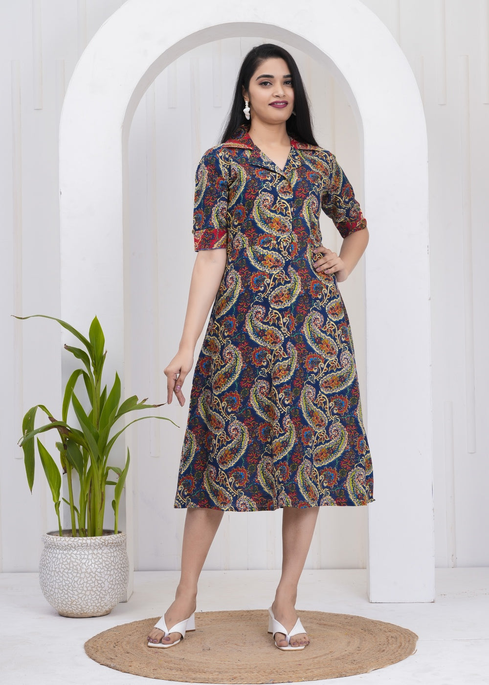 Paisley Printed Midi Dress