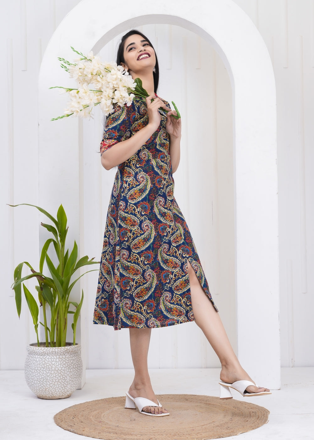 Paisley Printed Midi Dress
