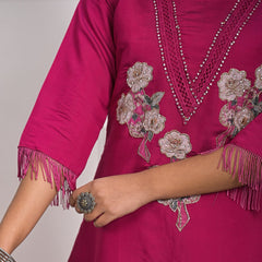 Regal Rani Roman Silk Kurta Set with Dupatta & Pajama