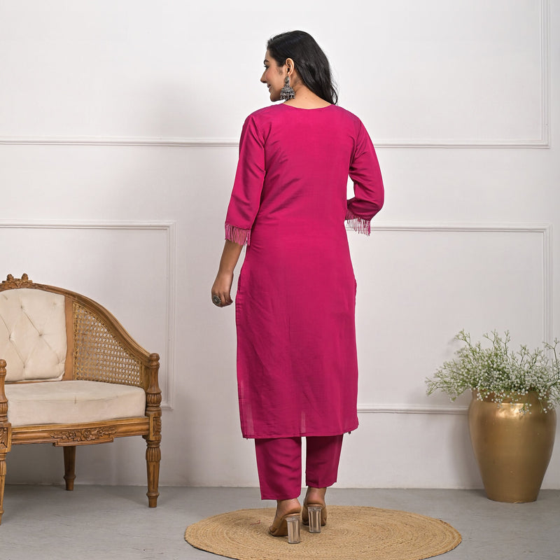 Regal Rani Roman Silk Kurta Set with Dupatta & Pajama