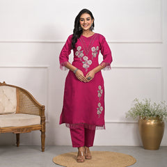 Regal Rani Roman Silk Kurta Set with Dupatta & Pajama