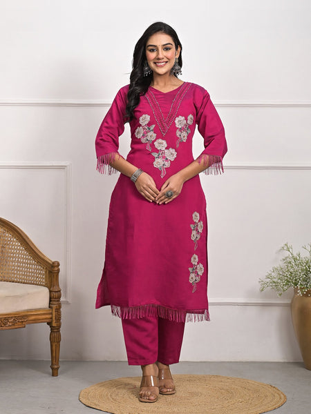 Regal Rani Roman Silk Kurta Set with Dupatta & Pajama