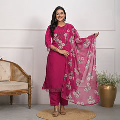 Regal Rani Roman Silk Kurta Set with Dupatta & Pajama
