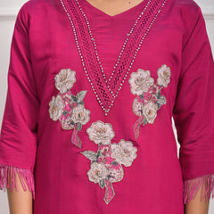 Regal Rani Roman Silk Kurta Set with Dupatta & Pajama