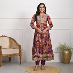 Elegant Muslin Falsa Kurta Set with Dupatta & Pajama