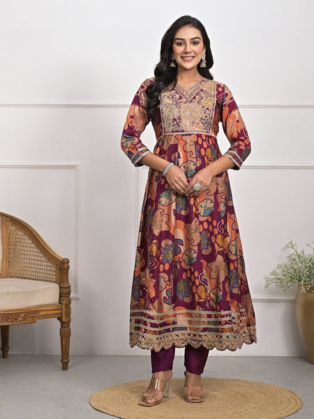 Elegant Muslin Falsa Kurta Set with Dupatta & Pajama