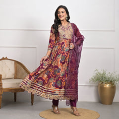 Elegant Muslin Falsa Kurta Set with Dupatta & Pajama