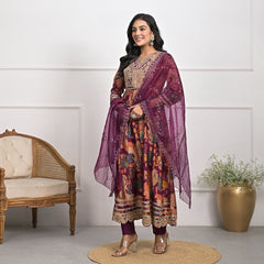 Elegant Muslin Falsa Kurta Set with Dupatta & Pajama
