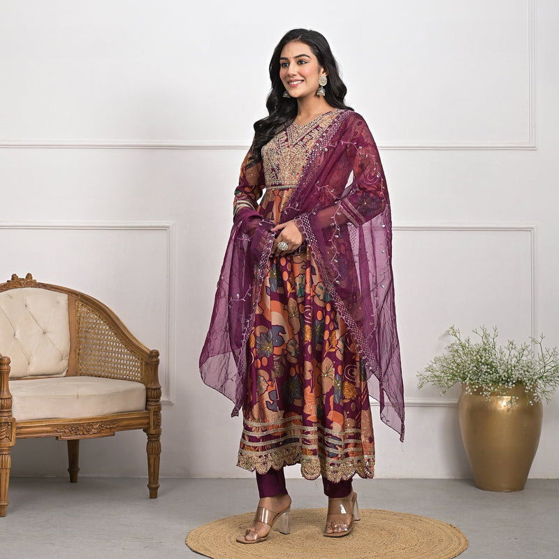 Elegant Muslin Falsa Kurta Set with Dupatta & Pajama