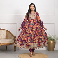 Elegant Muslin Falsa Kurta Set with Dupatta & Pajama