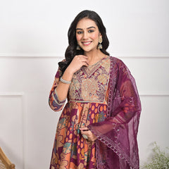 Elegant Muslin Falsa Kurta Set with Dupatta & Pajama