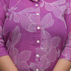 Light Purple Cotton Printed Co-Ord Set (Plus Size)