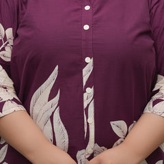 Maroon Cotton Printed Co-Ord Set (Plus Size)