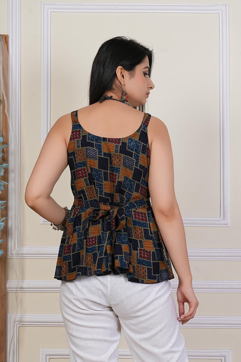 Multicolor Printed Sleeveless Top