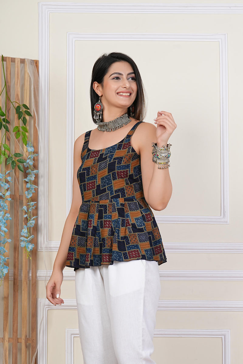 Multicolor Printed Sleeveless Top