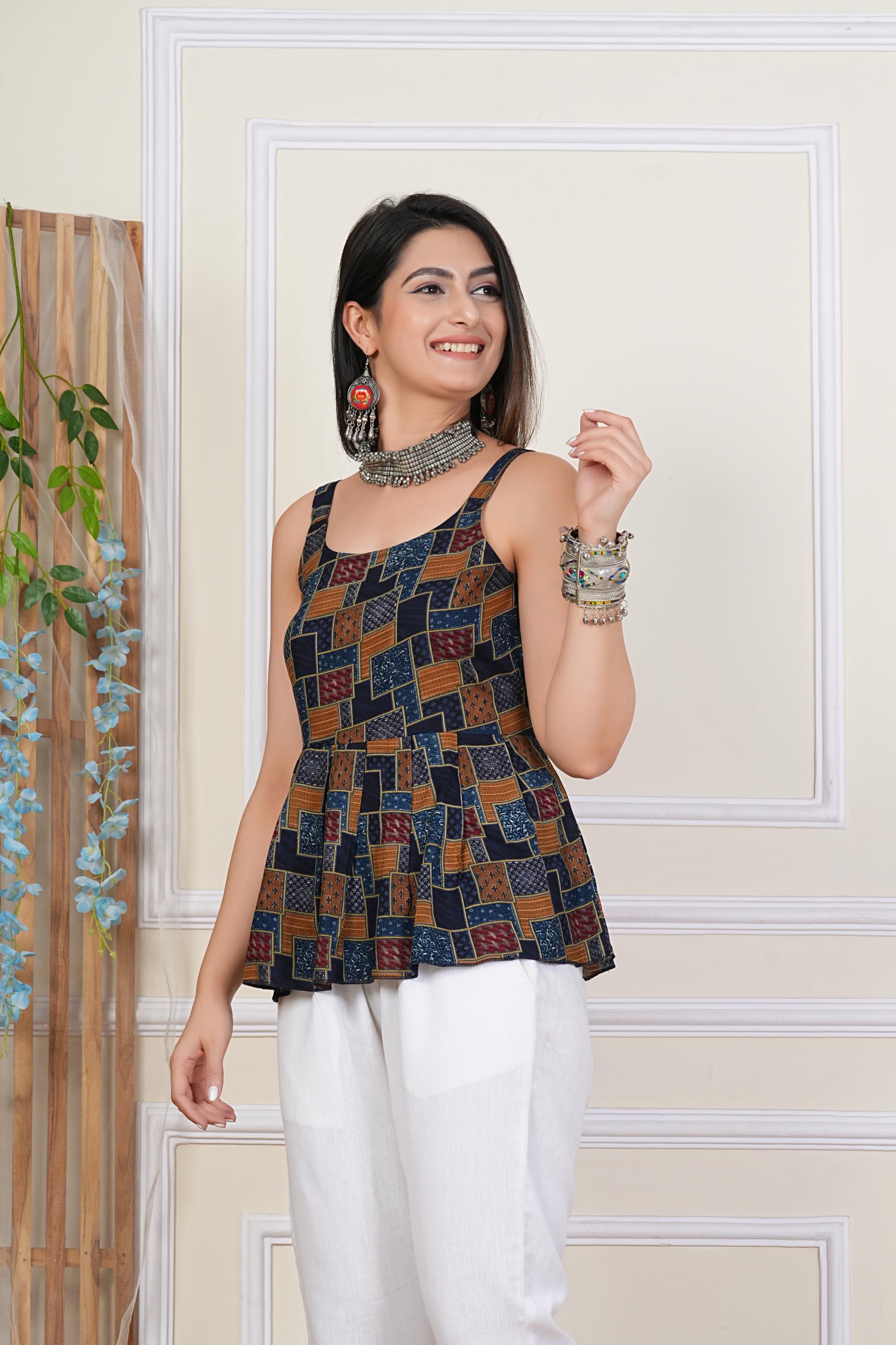 Multicolor Printed Sleeveless Top
