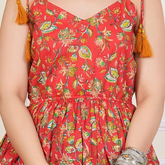 Red Printed Sleeveless Top