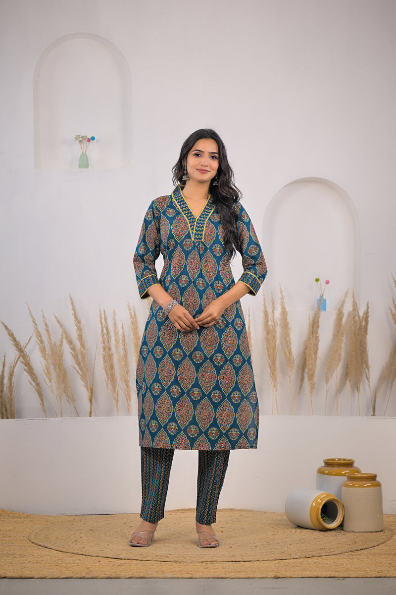 Elegant printed kurta set with dupatta for lady