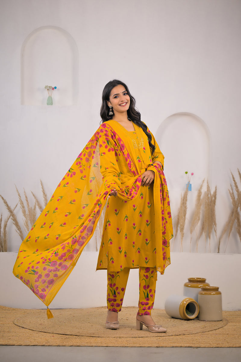 Traditional mustard kurta set female