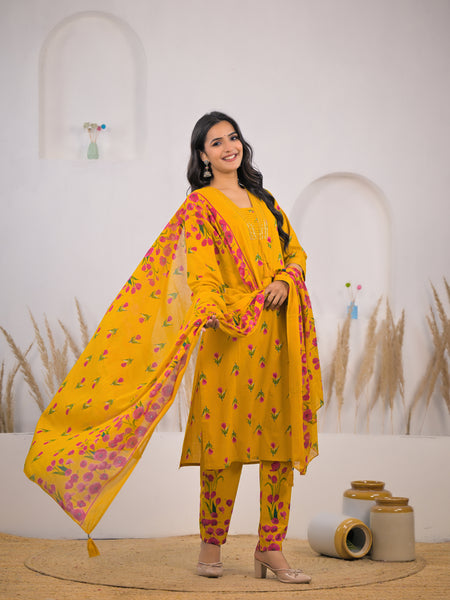 Traditional mustard kurta set female