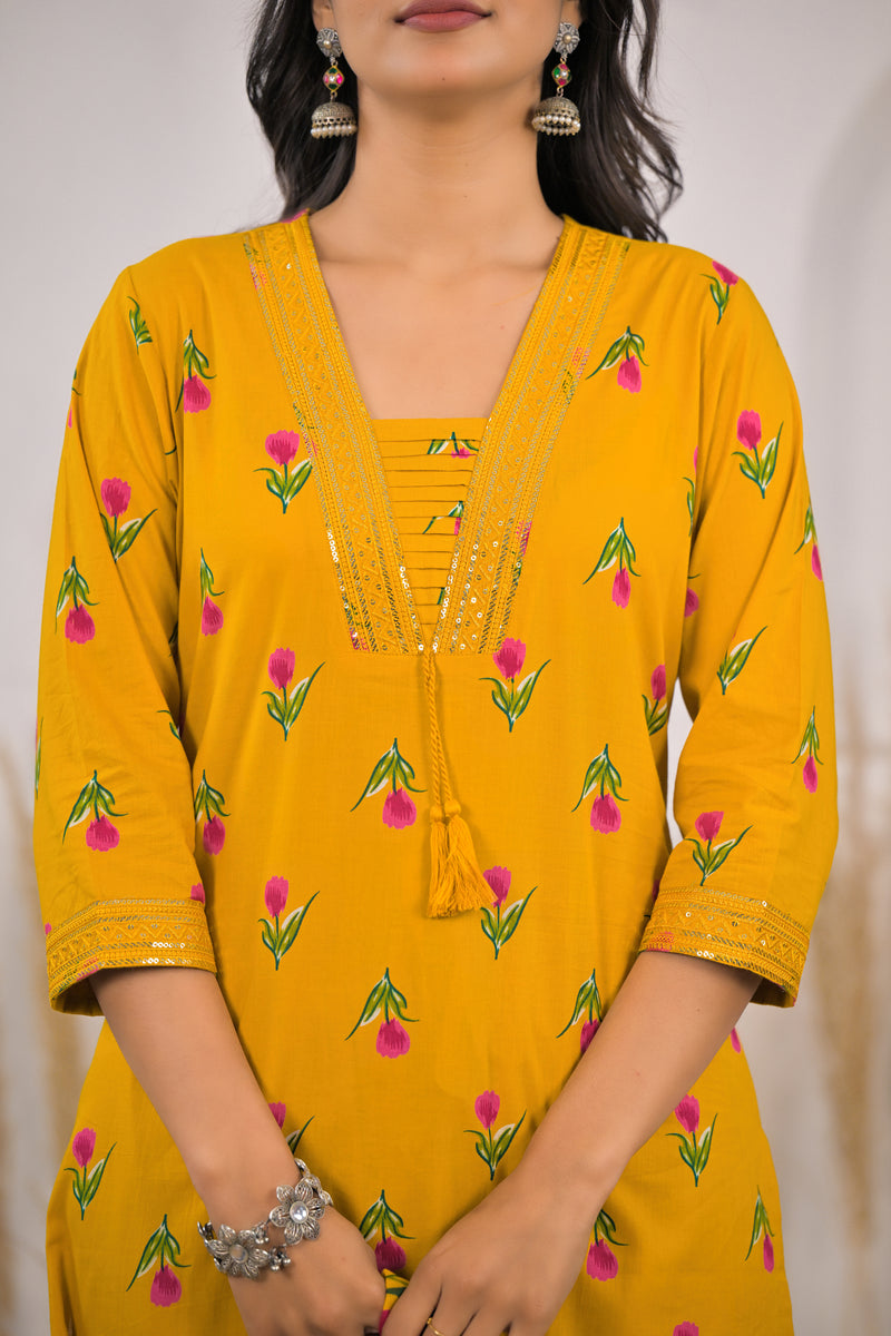 Cotton kurta pant dupatta set female