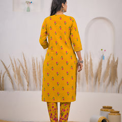 Mustard cotton kurta set for female
