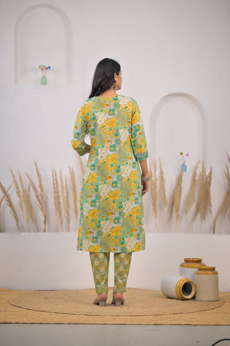 Floral cotton kurta set for female