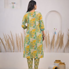 Floral cotton kurta set for female