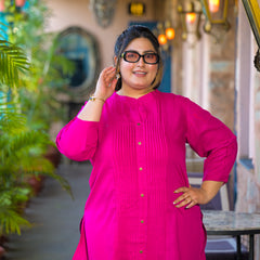 Women Pink Rayon Solid Short Top with Round Neck (Plus Size)