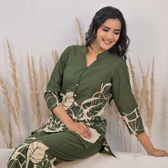 Ethnic printed kurti pant co ord set woman
