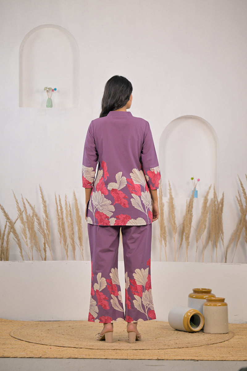 Female cotton co ord set kurti and pant
