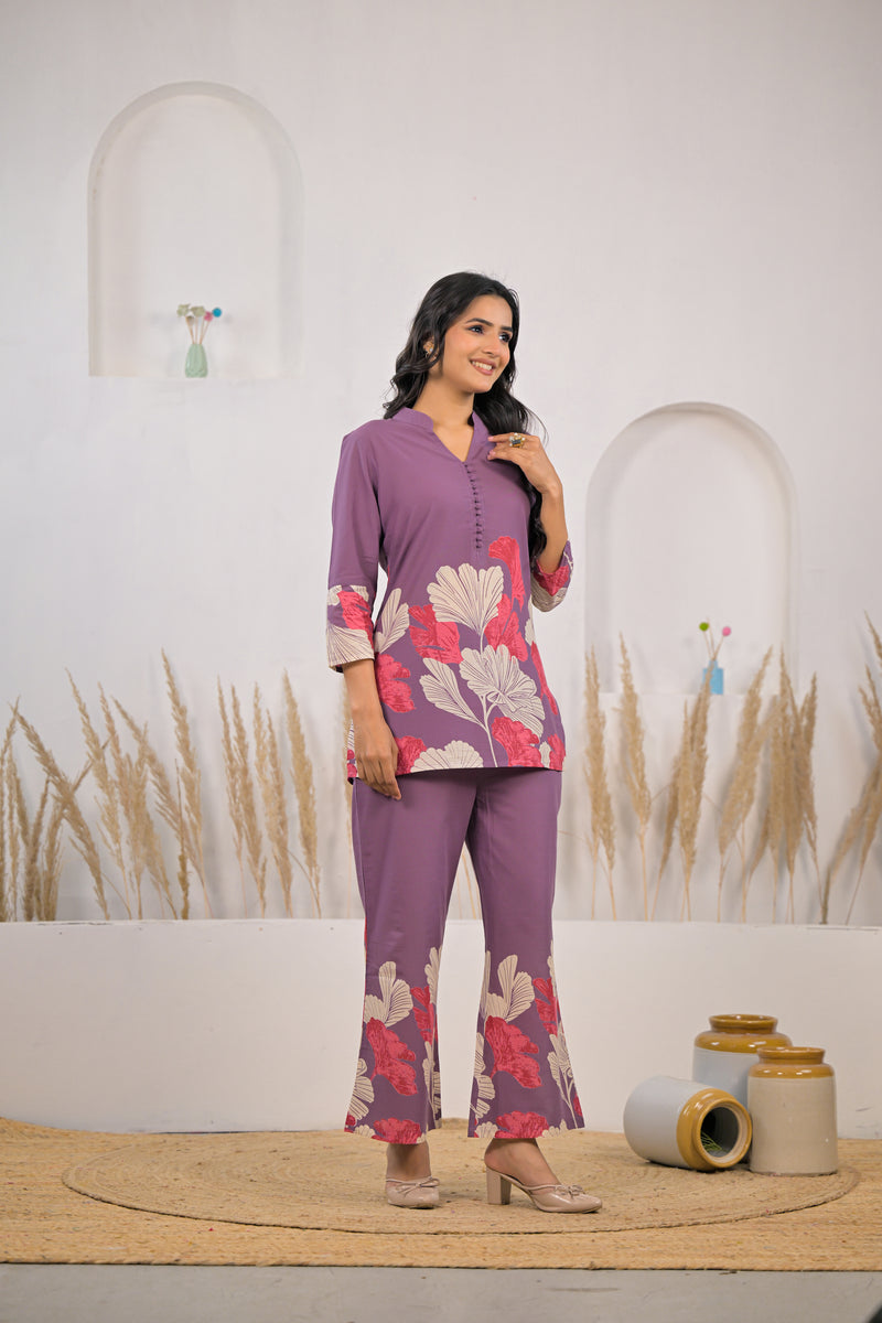 Female casual wear cotton co ord set
