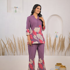 Female casual wear cotton co ord set
